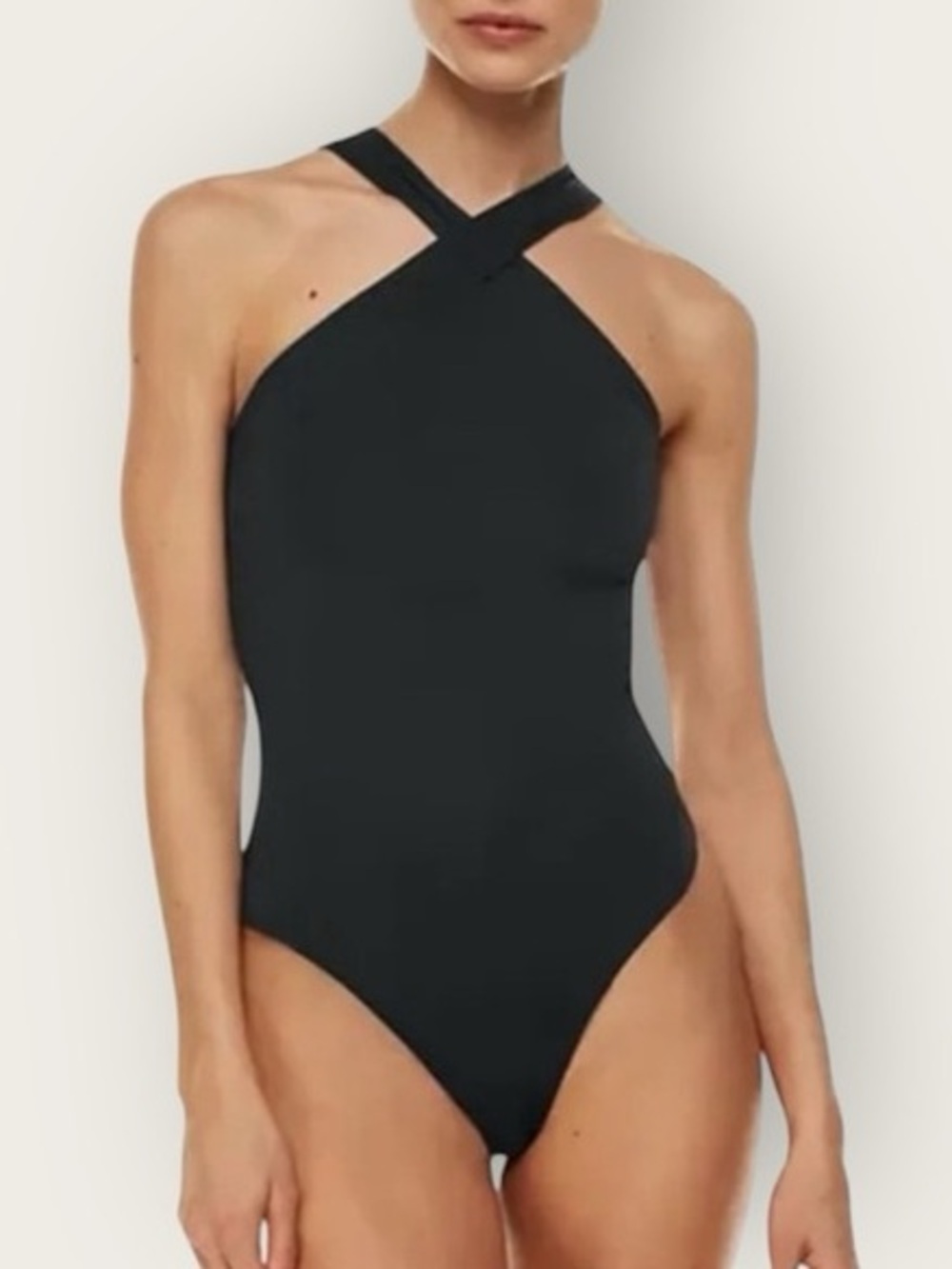 BABATON Aritzia Contour ACE Bodysuit Criss Cross Neck One-Piece BLACK Medium